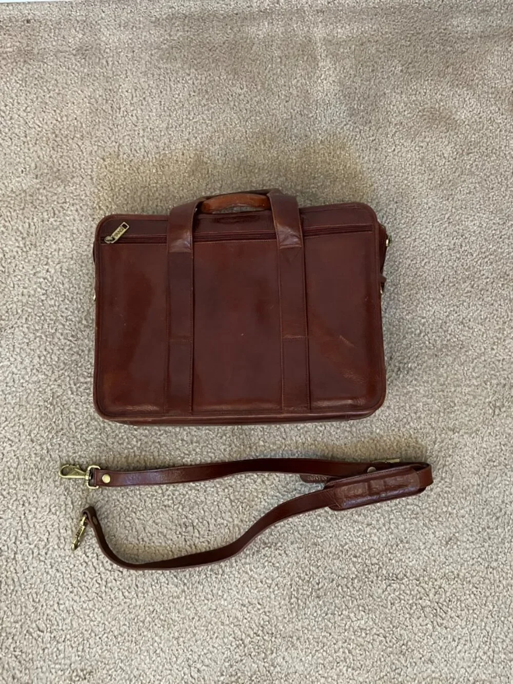 Vintage Full-Grain Leather Executive Briefcase – Rich Brown – Fits Laptop – Time
